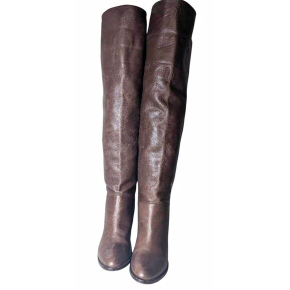 L'AUTRE CHOSE Slouchy Brown Leather Over The Knee Boot Size 37.5 - Picture 5 of 8